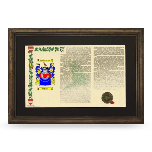 St John Deluxe Armorial Landscape Framed - Brown